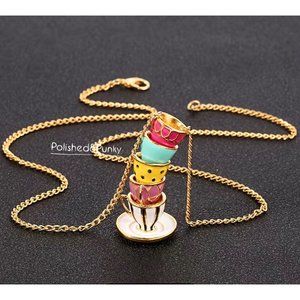 Alice in Wonderland necklace ~ teacup necklace ~ tea party necklace in gift BOX
